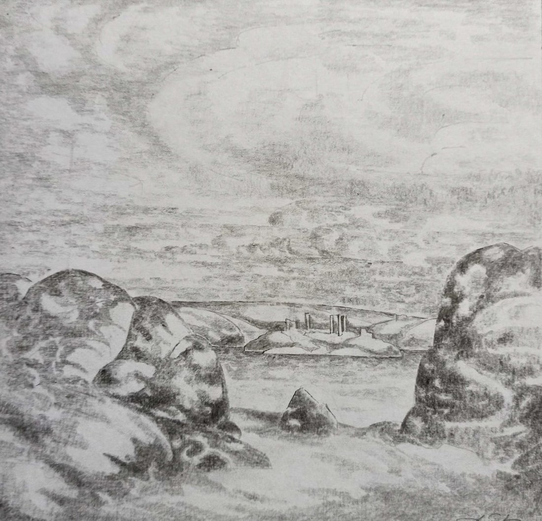 Pencil painting The sky on the slope Peter Tovpev (1 of 4)