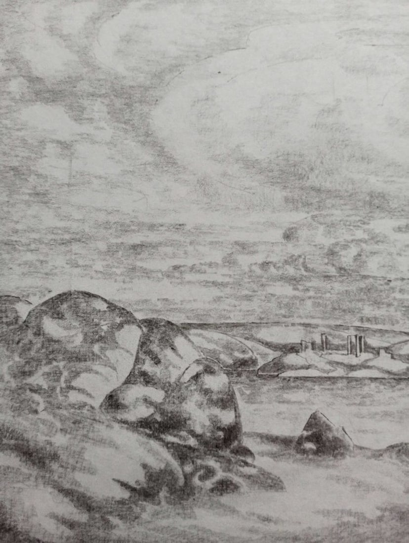 Pencil painting The sky on the slope Peter Tovpev - 2