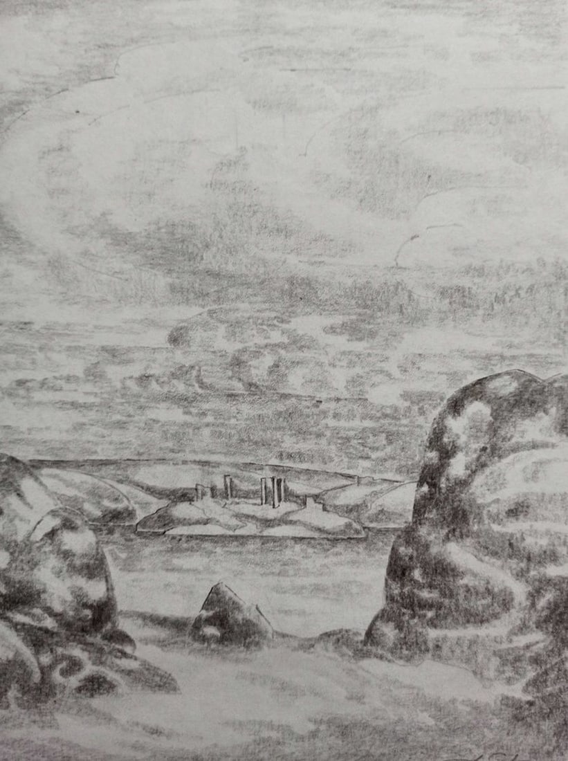 Pencil painting The sky on the slope Peter Tovpev - 3