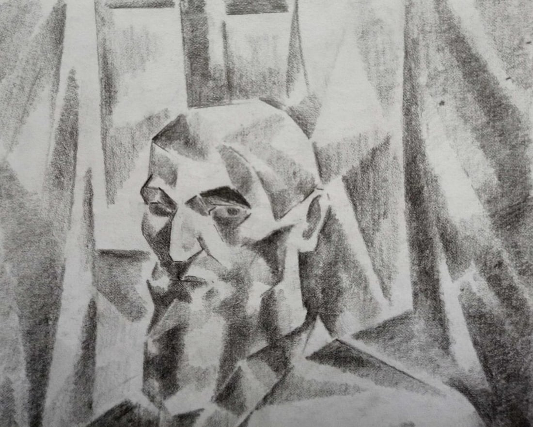 Abstract pencil painting Portrait of a man Peter Tovpev - 2