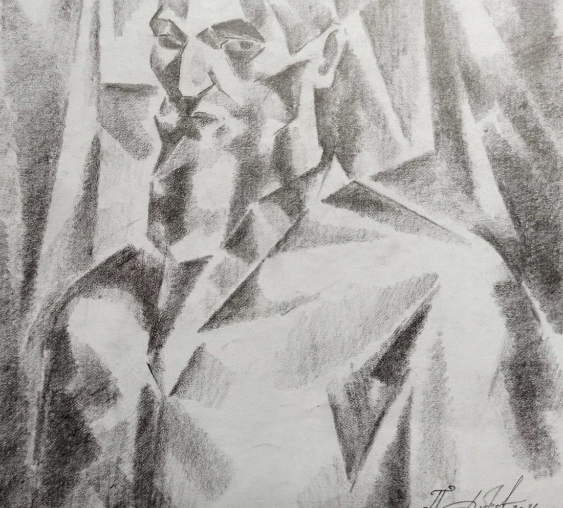 Abstract pencil painting Portrait of a man Peter Tovpev - 3