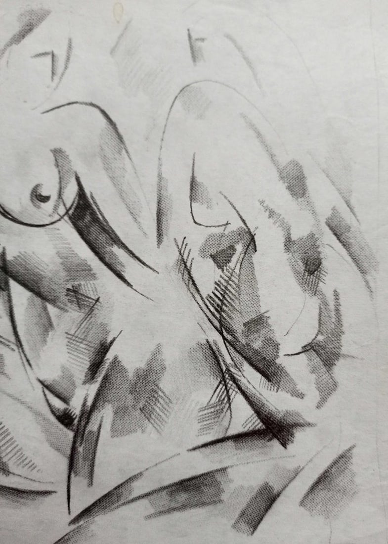 Abstract pencil painting Naked girls Peter Tovpev - 3