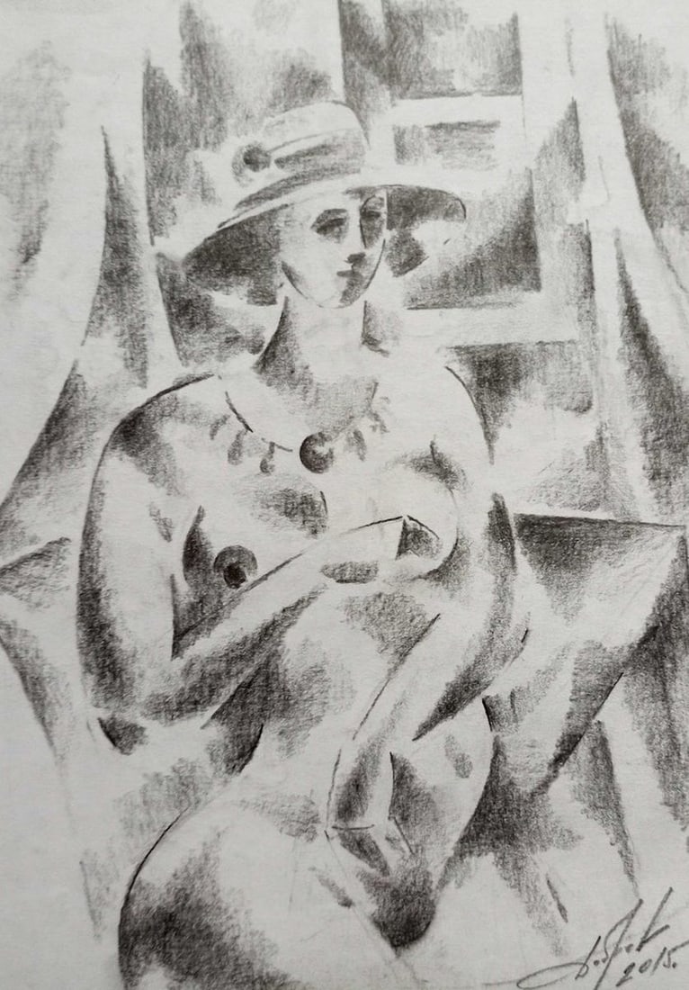 Abstract pencil painting Portrait of a naked girl Peter Tovpev: Title: Abstract pencil painting Portrait of a naked girl Peter Tovpev Description: NoDobr 740 *** ABOUT THIS PAINTING *** * TITLE: "Portrait of a naked girl" * ARTISTS: Peter Tovpev * SIZE: 21x15 cm/'