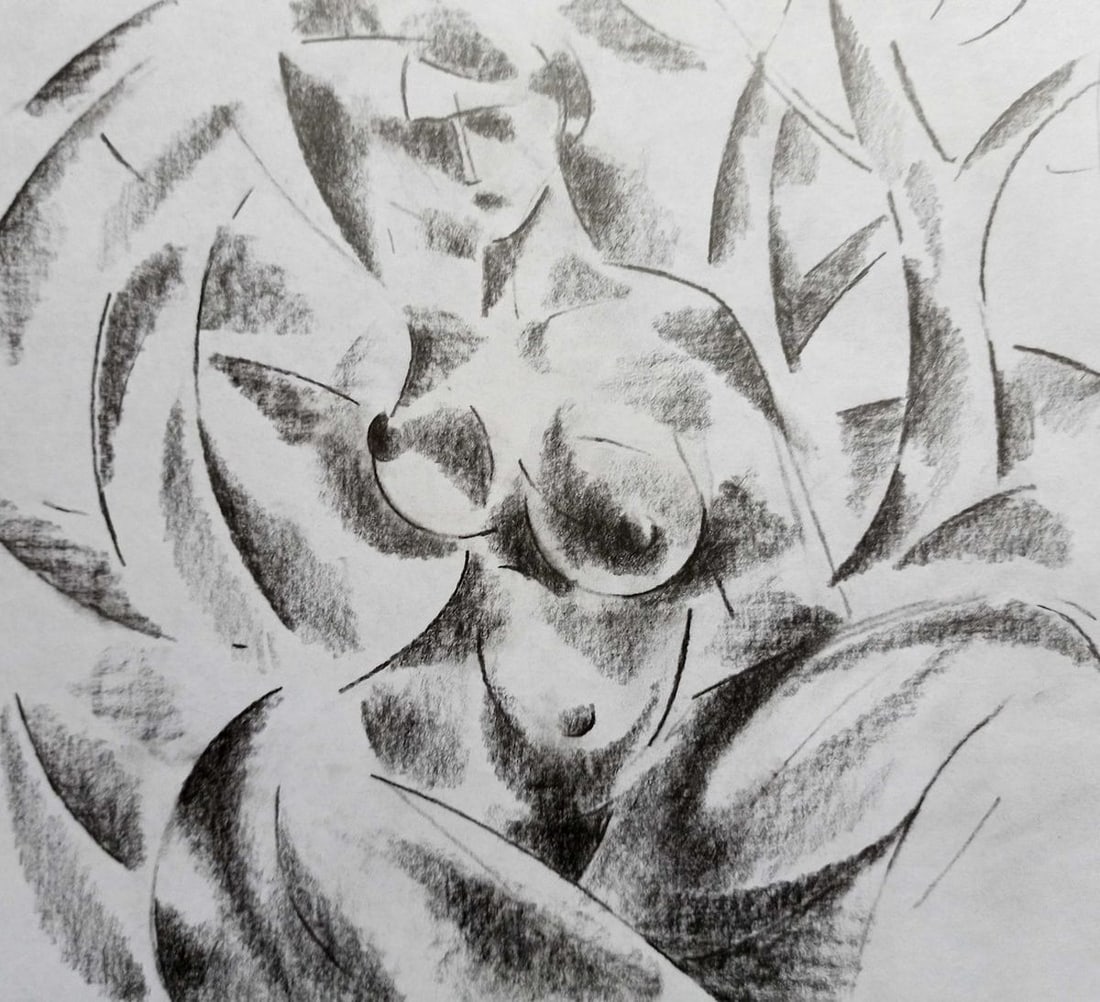 Abstract pencil painting Portrait of a naked girl Peter Tovpev: Title: Abstract pencil painting Portrait of a naked girl Peter Tovpev Description: NoDobr 741 *** ABOUT THIS PAINTING *** * TITLE: "Portrait of a naked girl" * ARTISTS: Peter Tovpev * SIZE: 20x30 cm/'