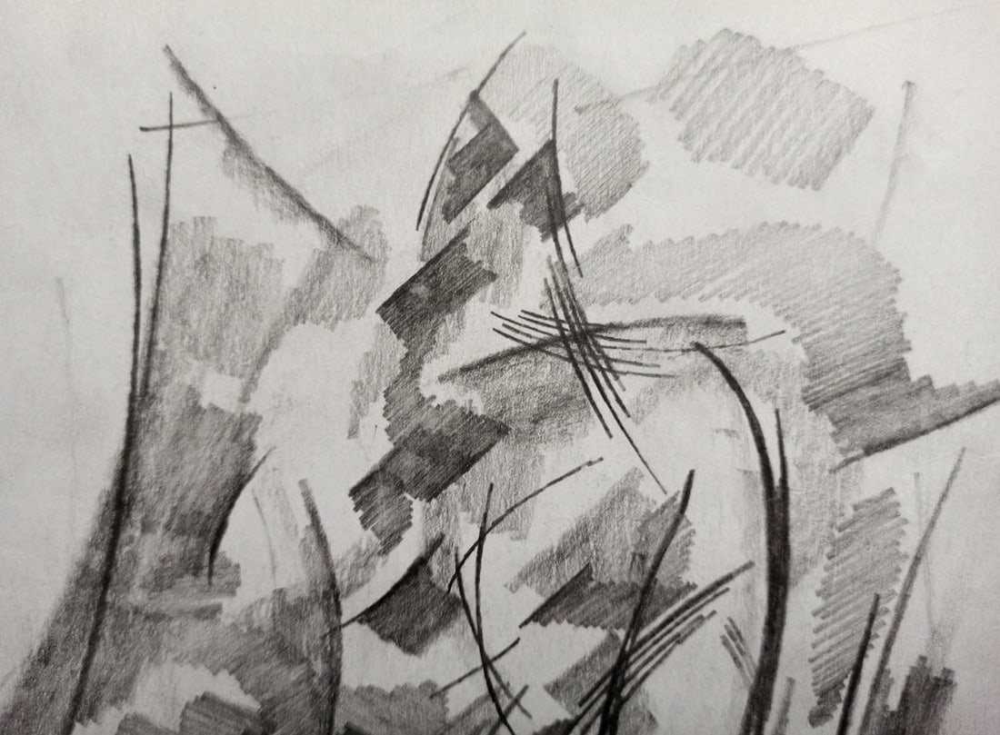 Abstract pencil painting Portrait of a man Peter Tovpev - 2