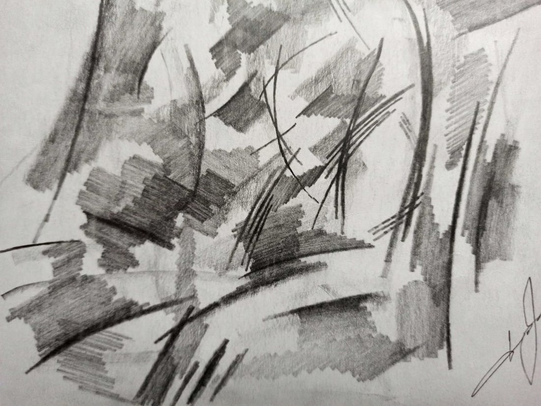 Abstract pencil painting Portrait of a man Peter Tovpev - 3