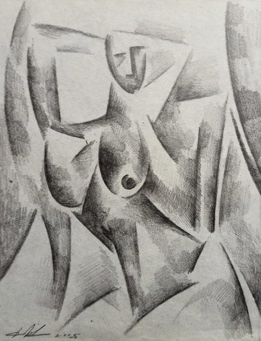 Abstract pencil painting Portrait of a naked girl Peter Tovpev: Title: Abstract pencil painting Portrait of a naked girl Peter Tovpev Description: NoDobr 743 *** ABOUT THIS PAINTING *** * TITLE: "Portrait of a naked girl" * ARTISTS: Peter Tovpev * SIZE: 21x16 cm/'