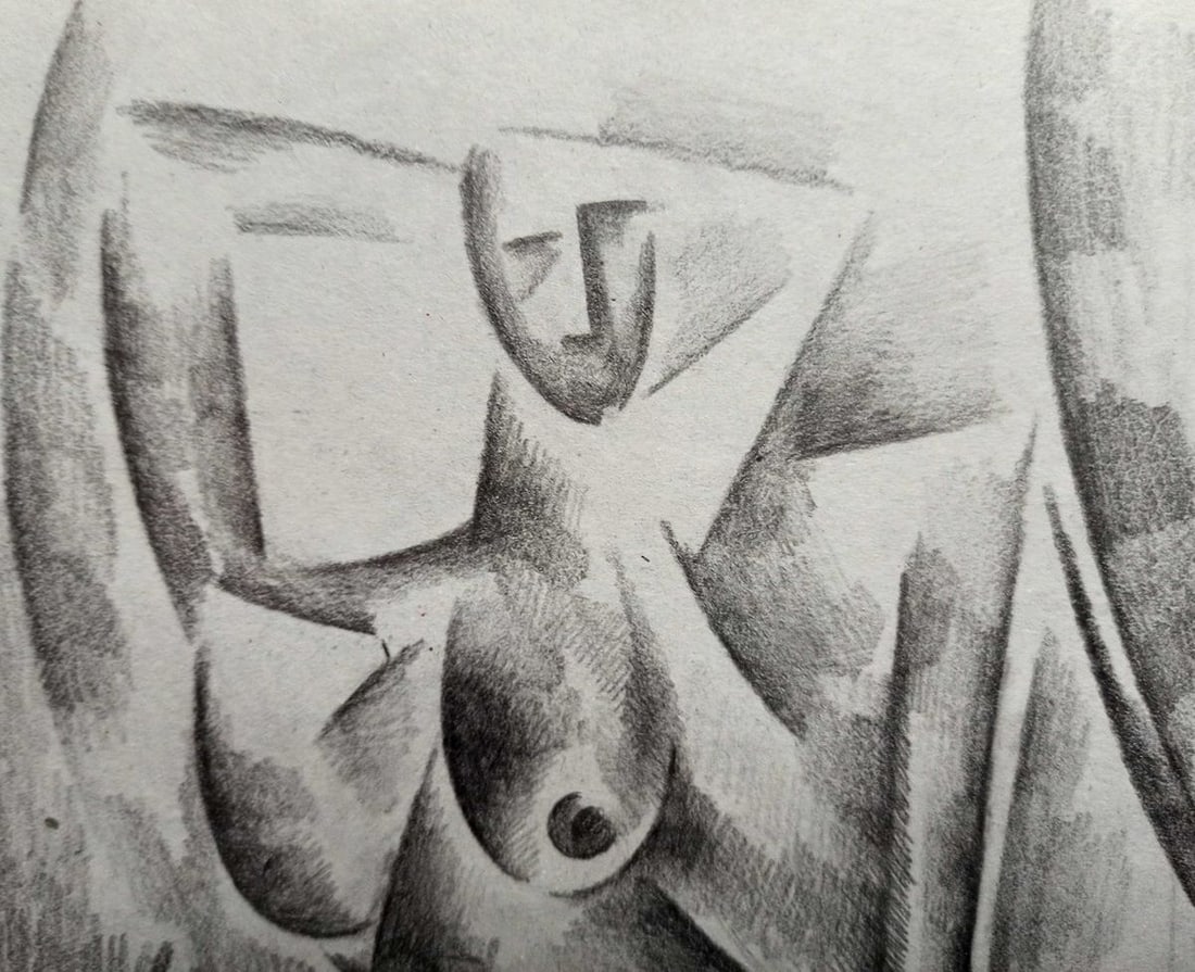 Abstract pencil painting Portrait of a naked girl Peter Tovpev - 3