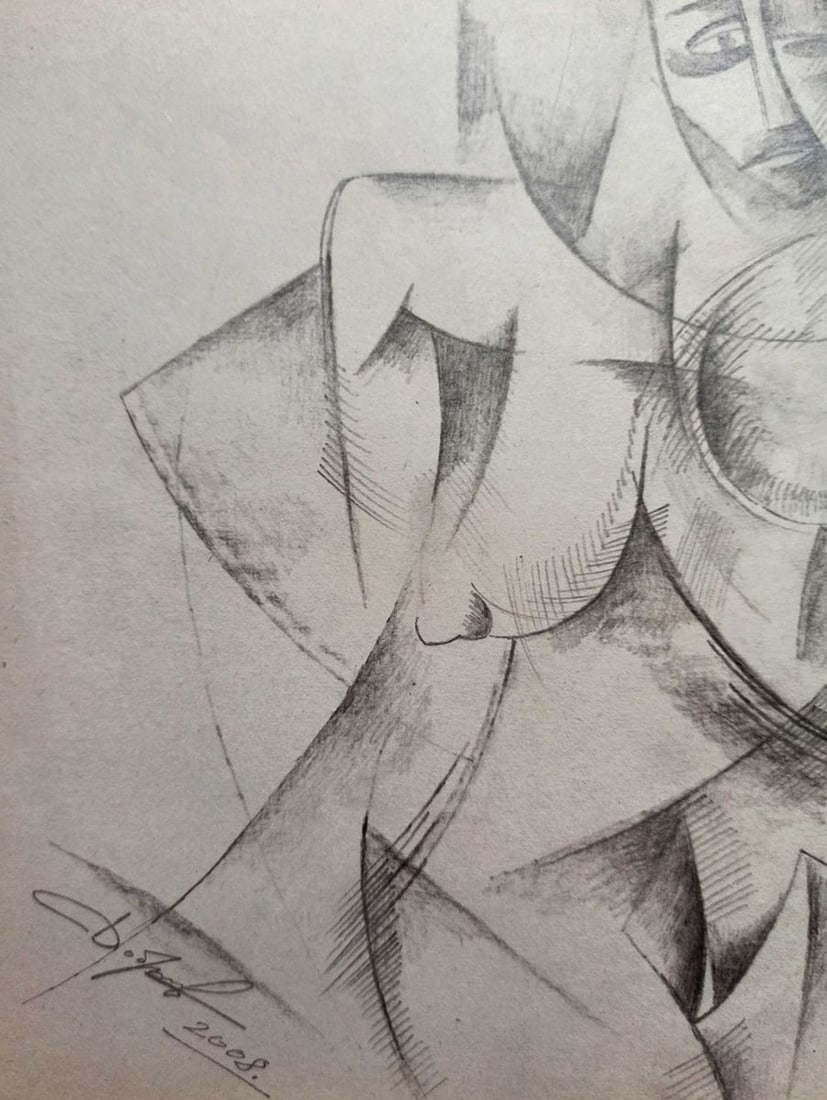 Abstract pencil painting Portrait of a naked girl Peter Tovpev - 2