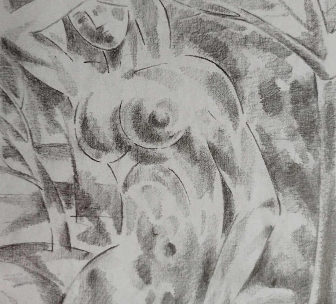 Abstract pencil painting Portrait of a naked girl Peter Tovpev - 2