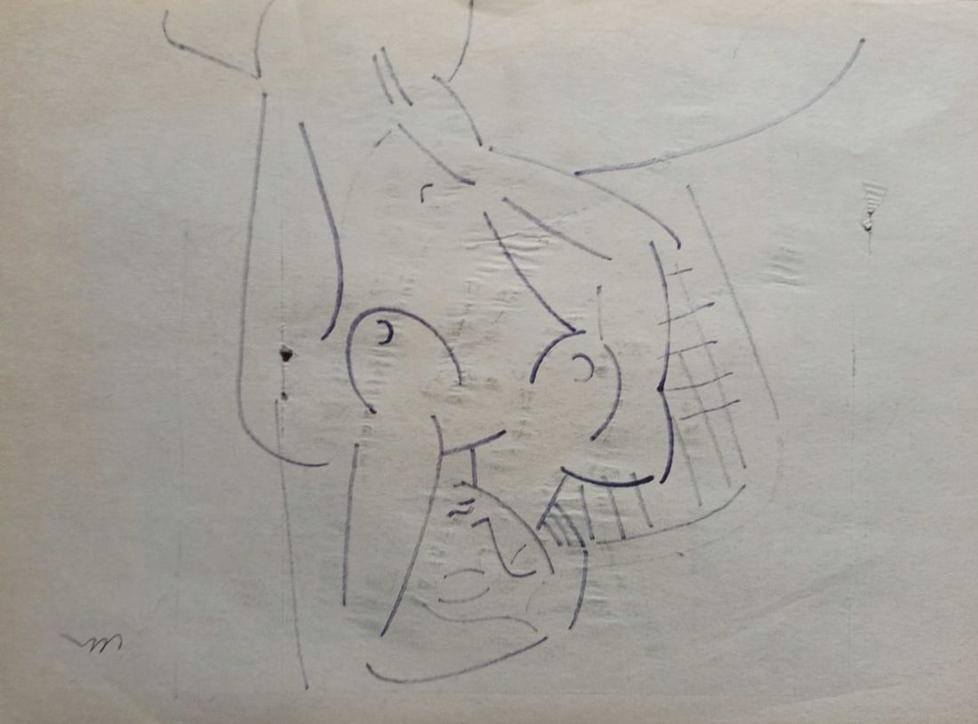 Abstract pencil painting Portrait of a naked girl Peter Tovpev - 4