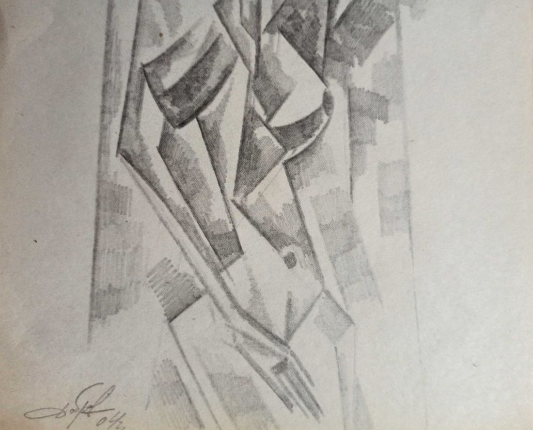 Abstract pencil painting Portrait of a naked girl Peter Tovpev - 3