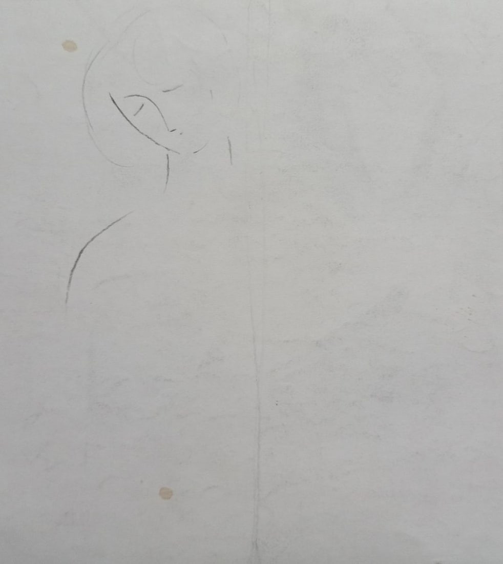 Abstract pencil painting Portrait of a naked girl Peter Tovpev - 4