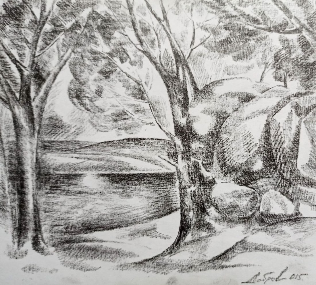 Pencil painting Summer landscape Peter Tovpev (1 of 4)