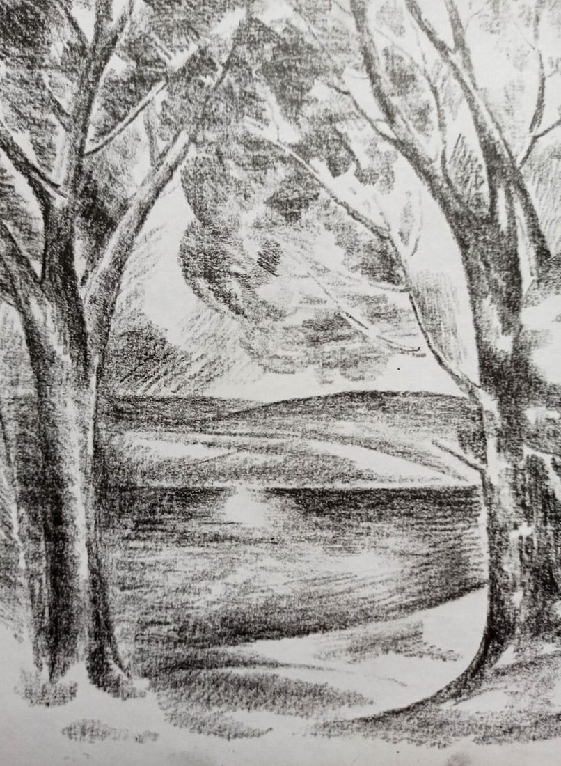 Pencil painting Summer landscape Peter Tovpev - 2