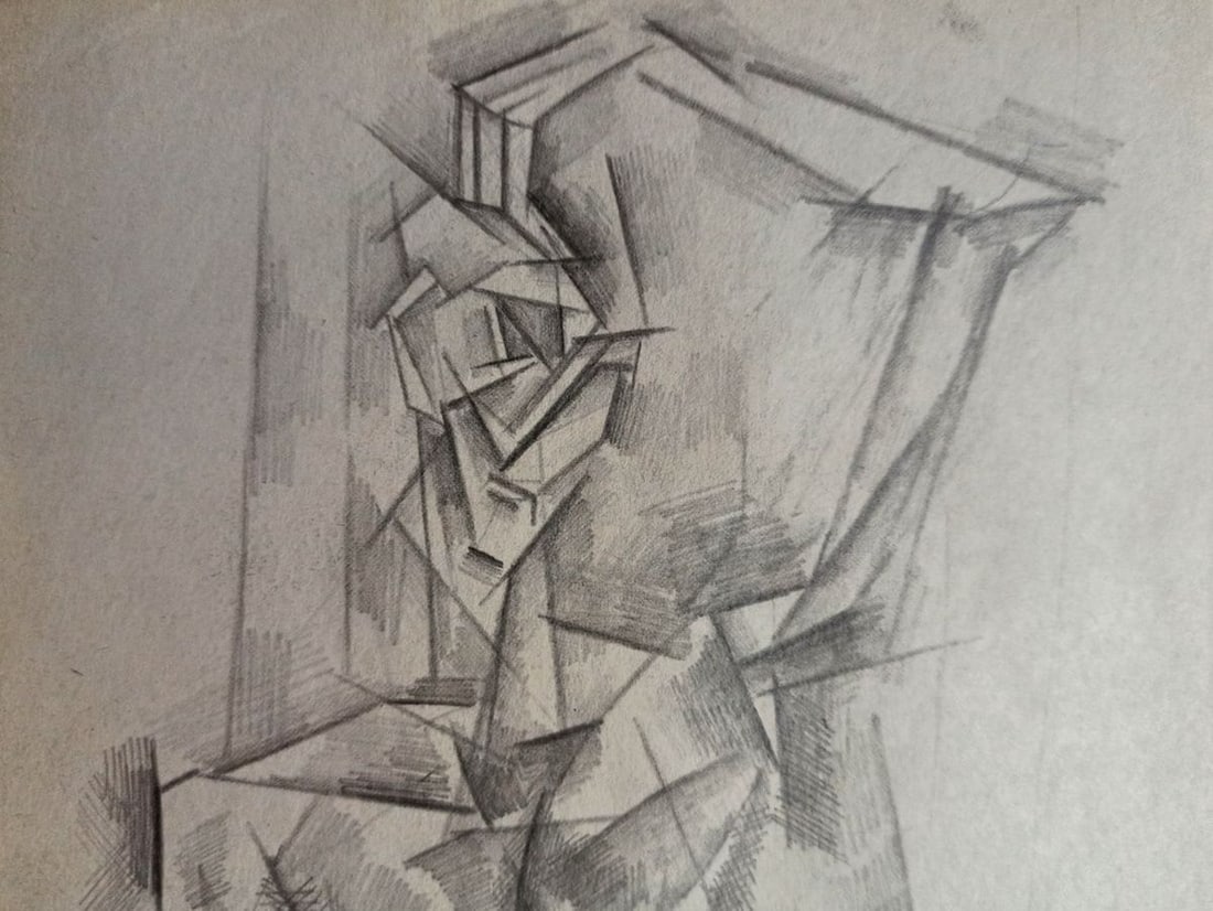 Abstract pencil painting Portrait of a naked girl Peter Tovpev - 2