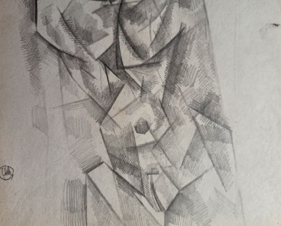 Abstract pencil painting Portrait of a naked girl Peter Tovpev - 3