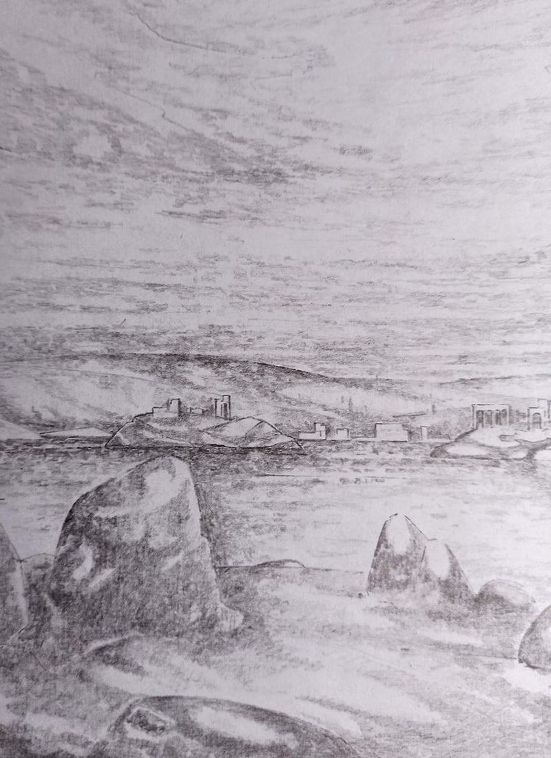 Pencil painting Call of the past Peter Tovpev - 2
