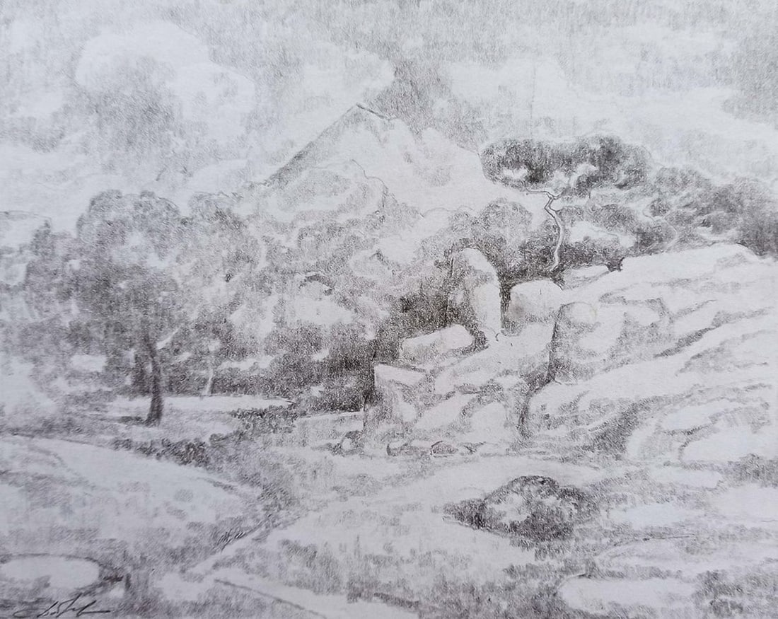 Pencil painting Rocky landscapes Peter Tovpev: Title: Pencil painting Rocky landscapes Peter Tovpev Description: NoDobr 299 *** ABOUT THIS PAINTING *** * TITLE: "Rocky landscapes" * ARTISTS: Peter Tovpev * SIZE: -x- cm/'-x- inches' * MEDIUM: penci