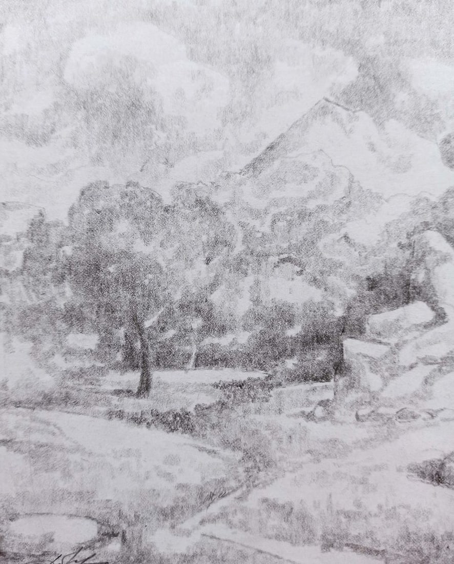Pencil painting Rocky landscapes Peter Tovpev - 2