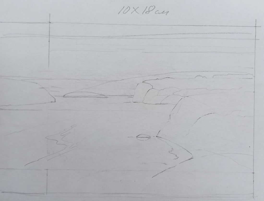 Pencil painting Dnieper expanses Peter Tovpev - 4