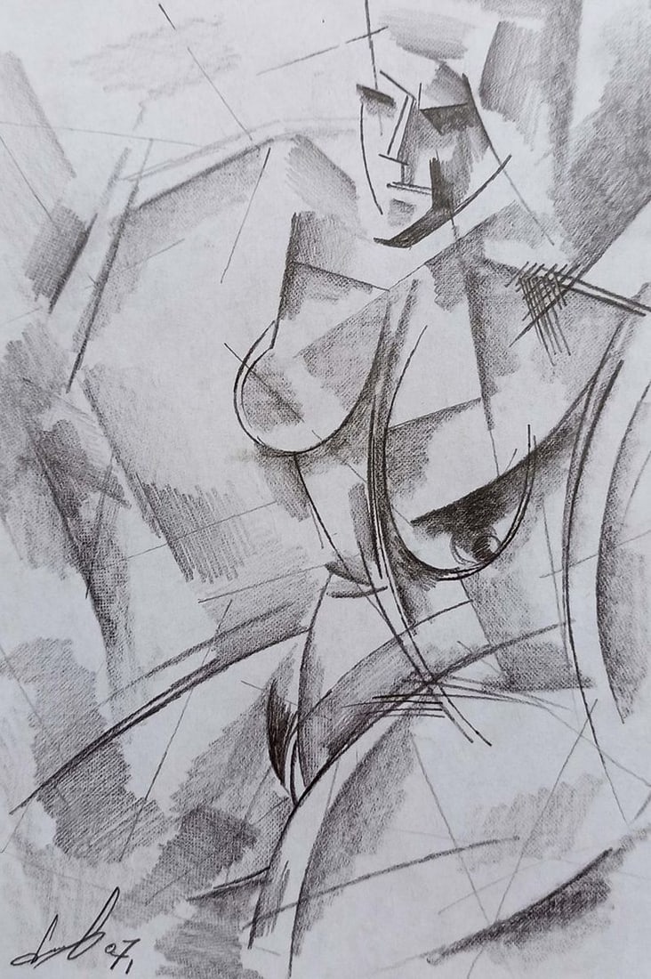 Abstract pencil painting Portrait of a naked girl Peter Tovpev: Title: Abstract pencil painting Portrait of a naked girl Peter Tovpev Description: NoDobr 307 *** ABOUT THIS PAINTING *** * TITLE: "Portrait of naked girl" * ARTISTS: Peter Tovpev * SIZE: 20x14
