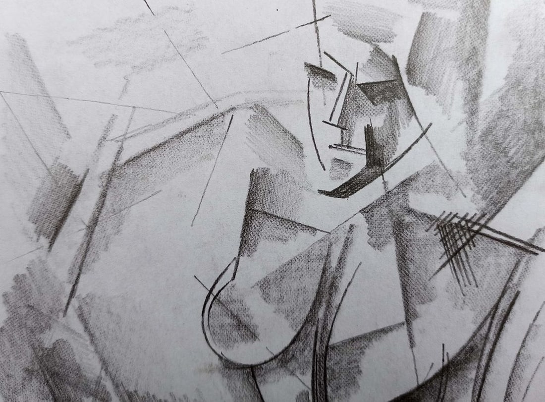 Abstract pencil painting Portrait of a naked girl Peter Tovpev - 2