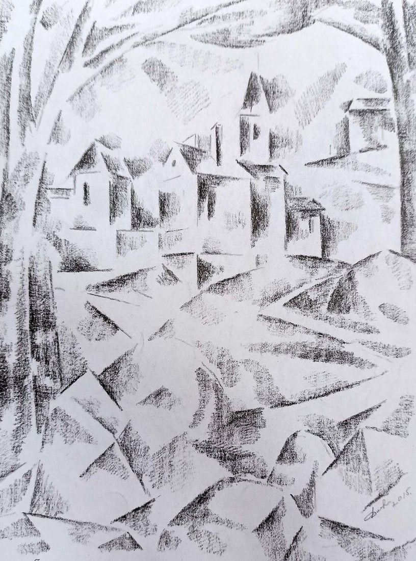 Abstract pencil painting Landscape Peter Tovpev - 2