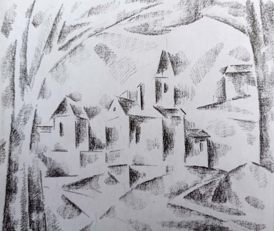Abstract pencil painting Landscape Peter Tovpev - 3
