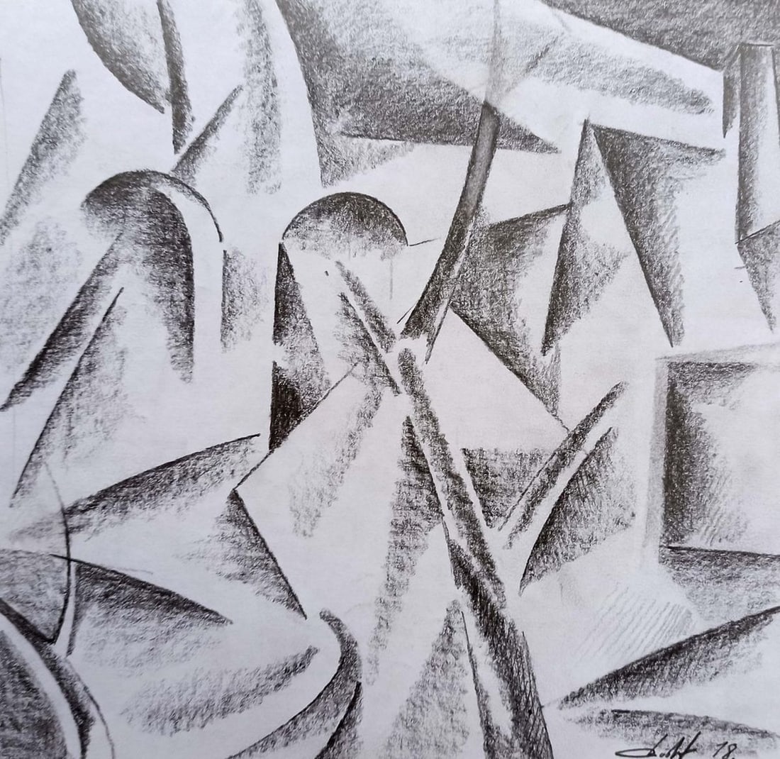 Abstract pencil painting City view Peter Tovpev (1 of 4)