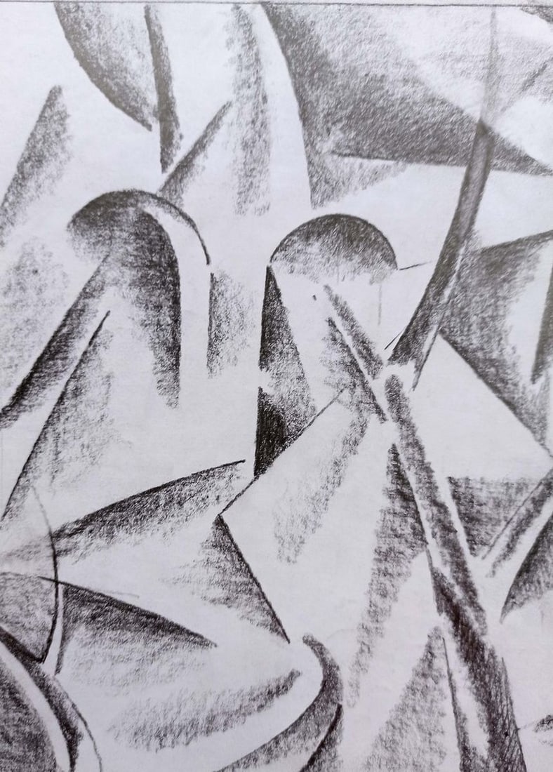 Abstract pencil painting City view Peter Tovpev - 2