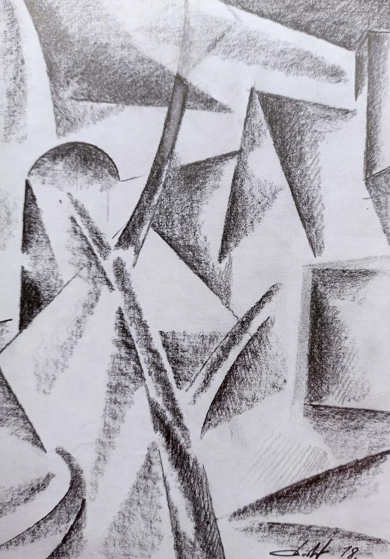 Abstract pencil painting City view Peter Tovpev - 3