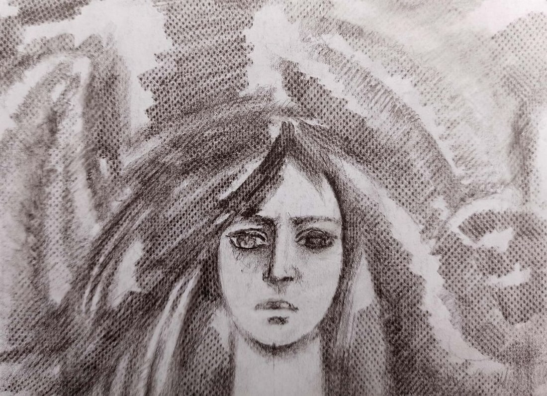 Pencil painting Valkyrie Peter Tovpev - 2