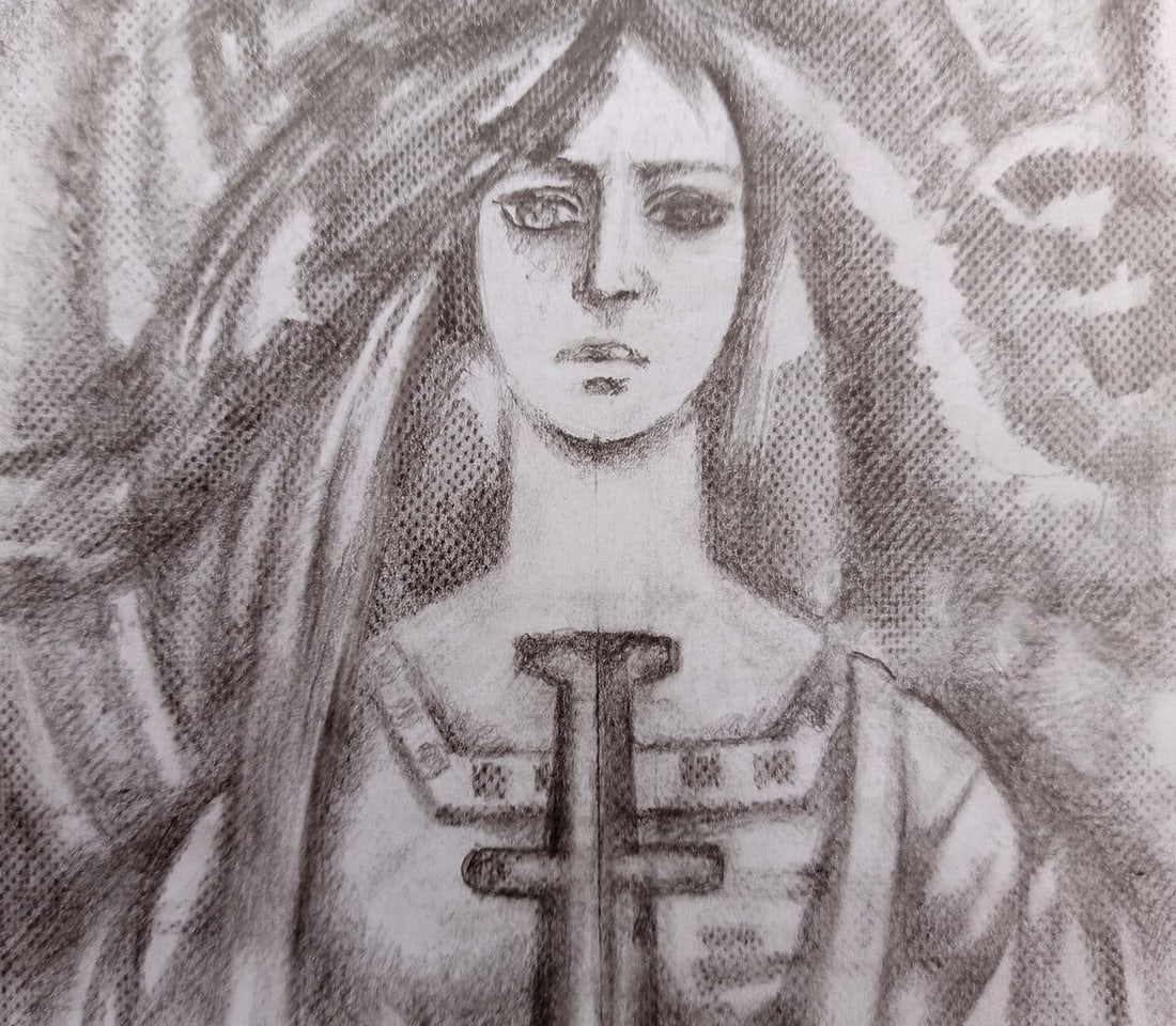 Pencil painting Valkyrie Peter Tovpev - 3