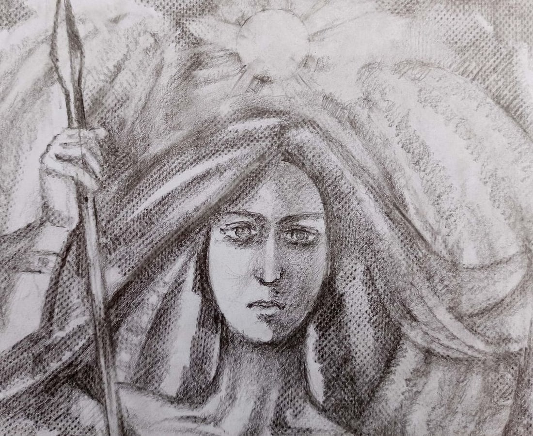 Pencil painting Valkyrie Peter Tovpev - 2
