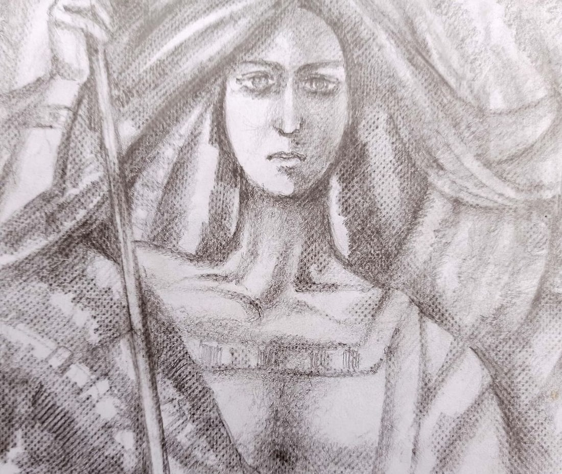 Pencil painting Valkyrie Peter Tovpev - 3