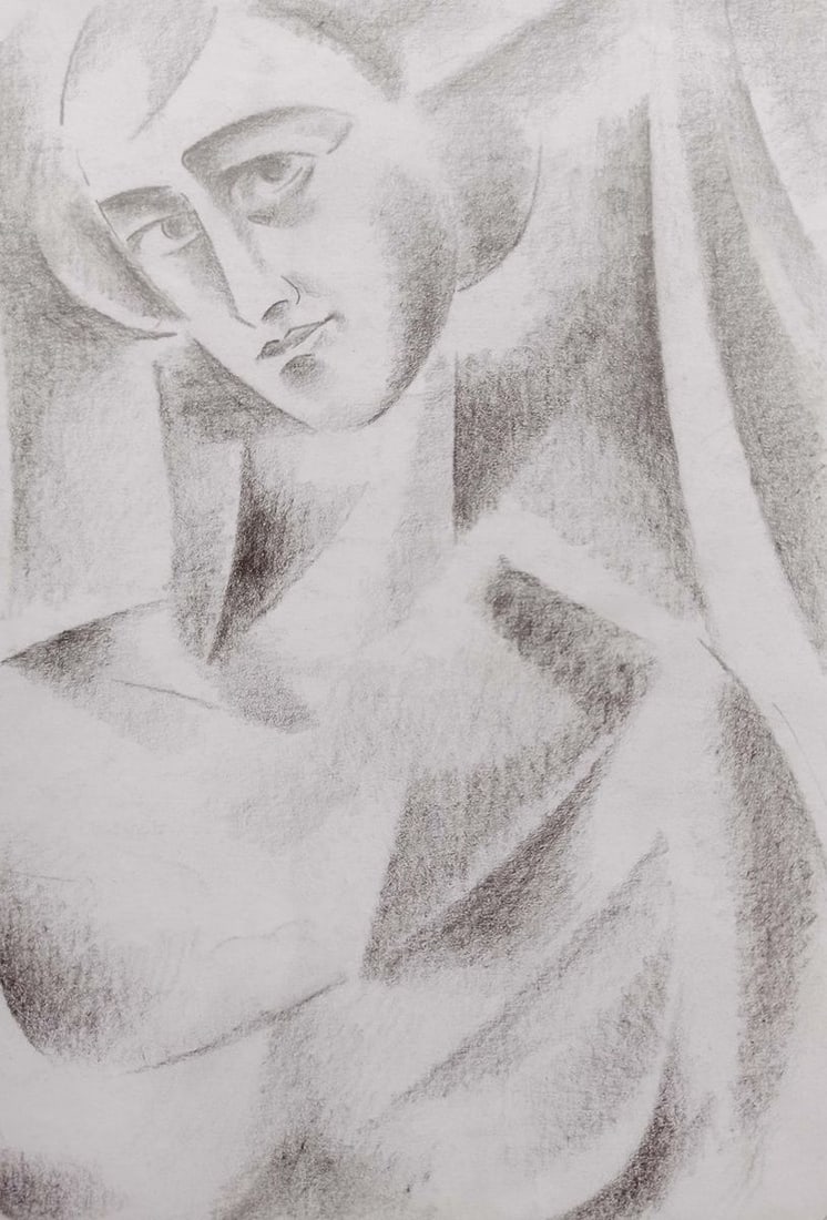 Abstract pencil painting Portrait of a girl Peter Tovpev - 3
