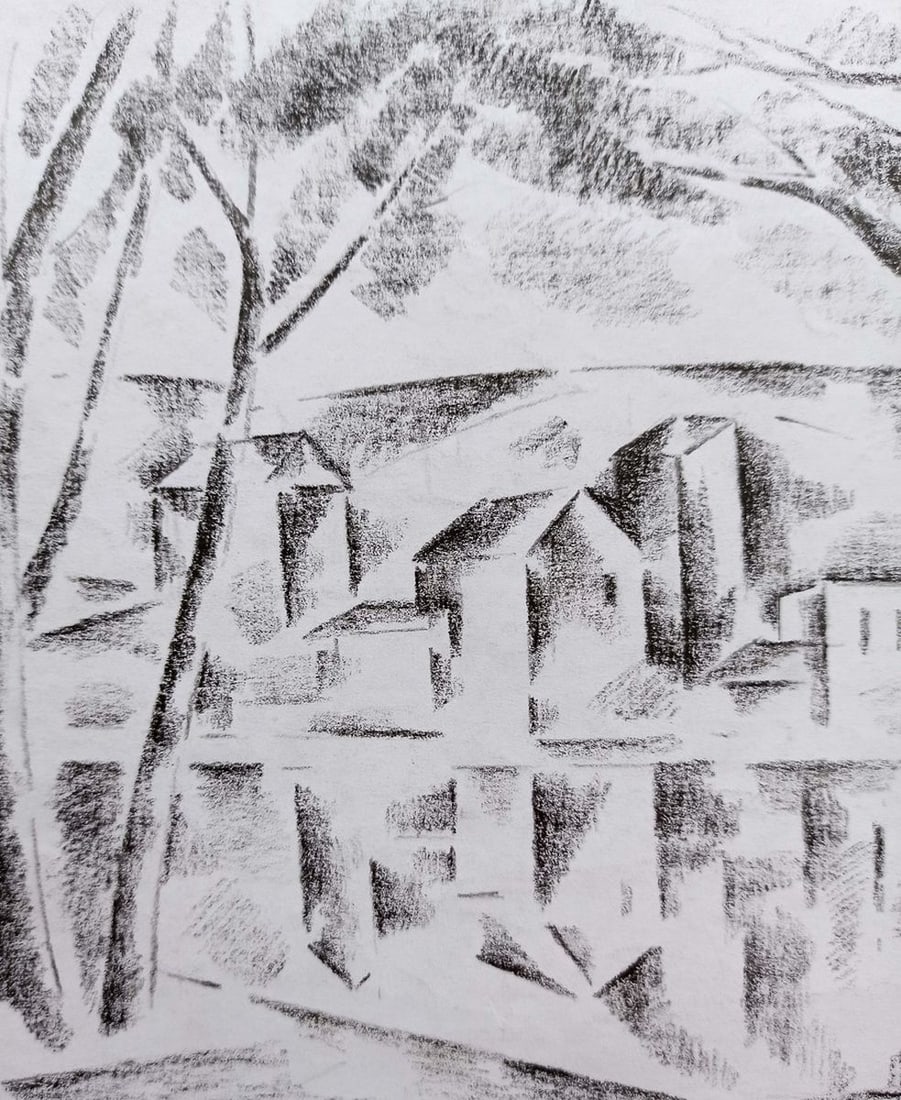Abstract pencil painting Landscape Peter Tovpev - 2