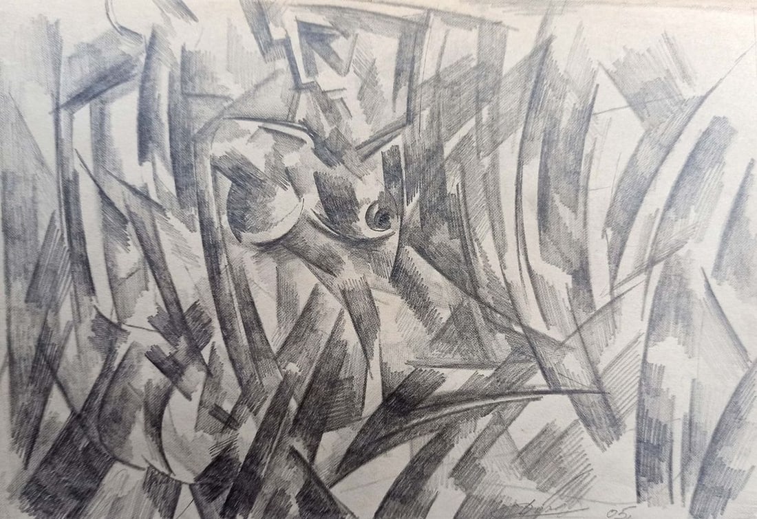 Abstract pencil painting Portrait of a naked girl Peter Tovpev: Title: Abstract pencil painting Portrait of a naked girl Peter Tovpev Description: NoDobr 320 *** ABOUT THIS PAINTING *** * TITLE: "Portrait of a naked girl" * ARTISTS: Peter Tovpev * SIZE: 18x25 cm/'