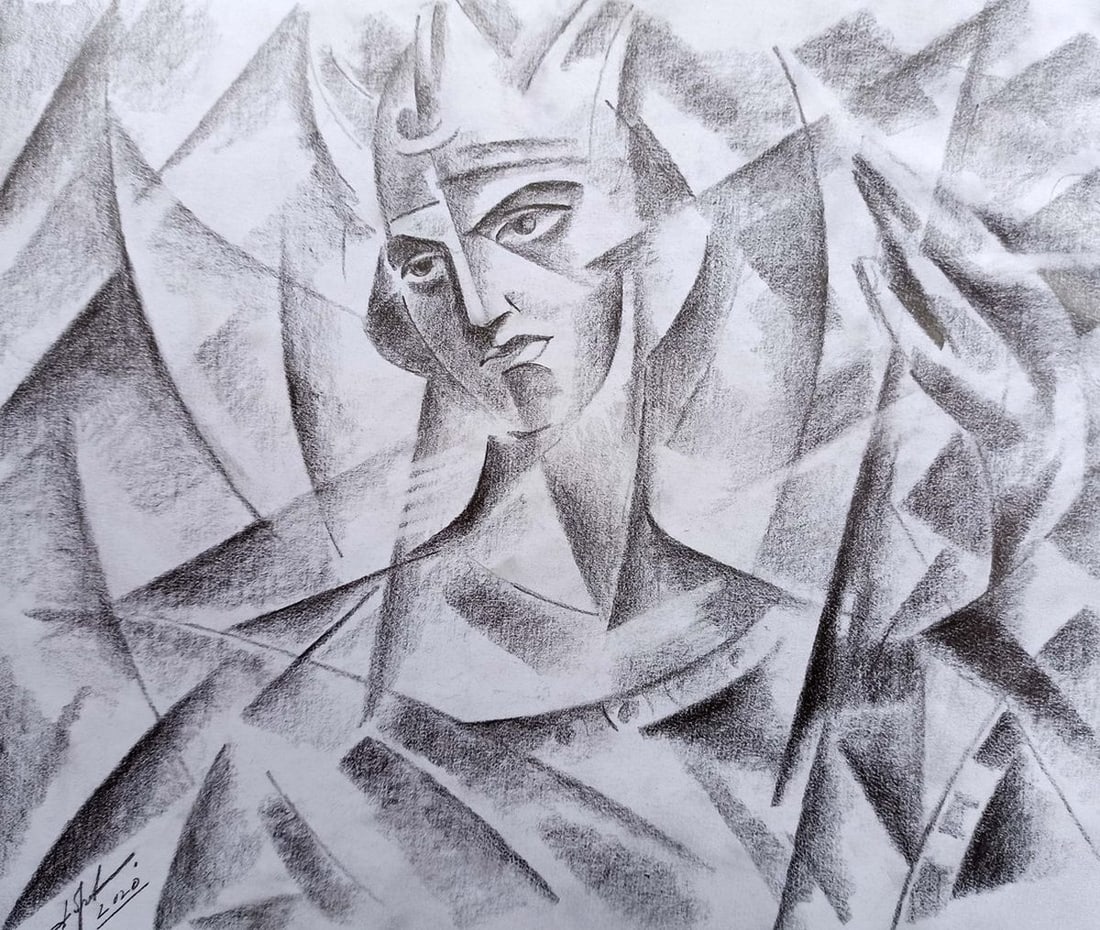 Abstract pencil painting Portrait man Peter Tovpev (1 of 4)