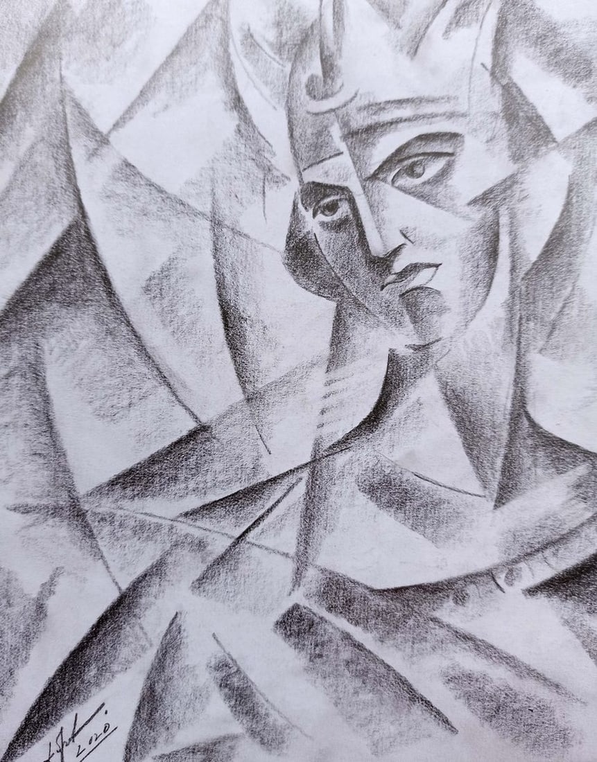 Abstract pencil painting Portrait man Peter Tovpev - 2