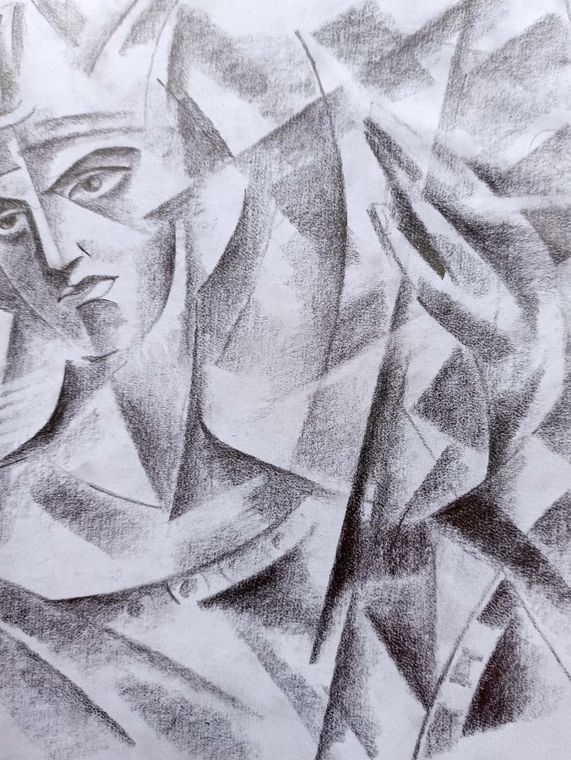 Abstract pencil painting Portrait man Peter Tovpev - 3