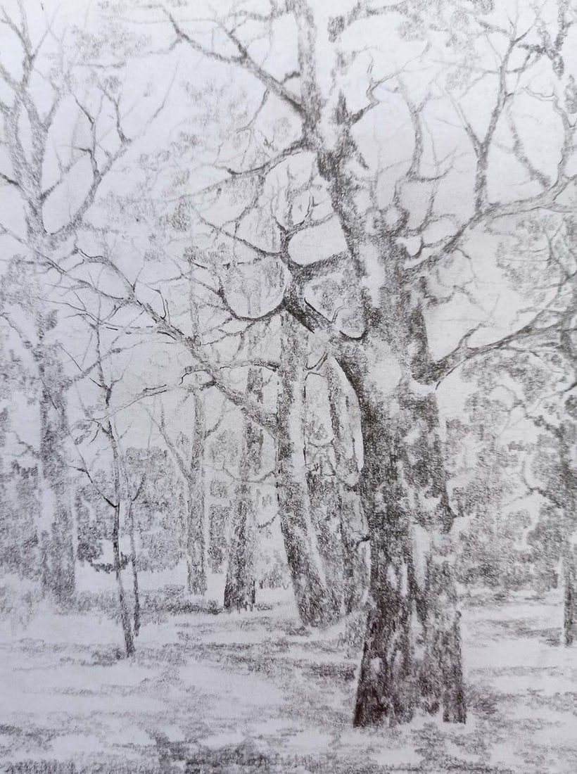 Pencil painting Autumn landscape Peter Tovpev - 2
