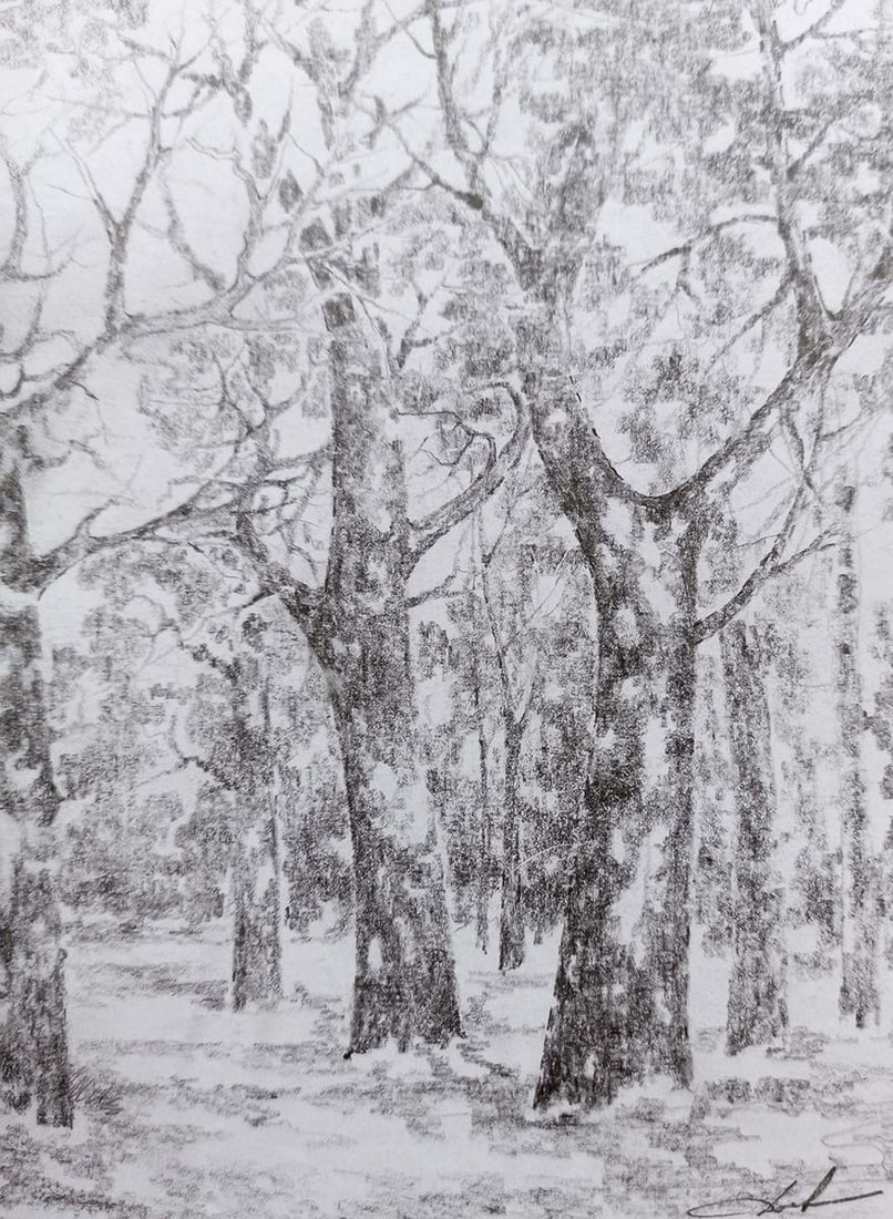 Pencil painting Autumn landscape Peter Tovpev - 3