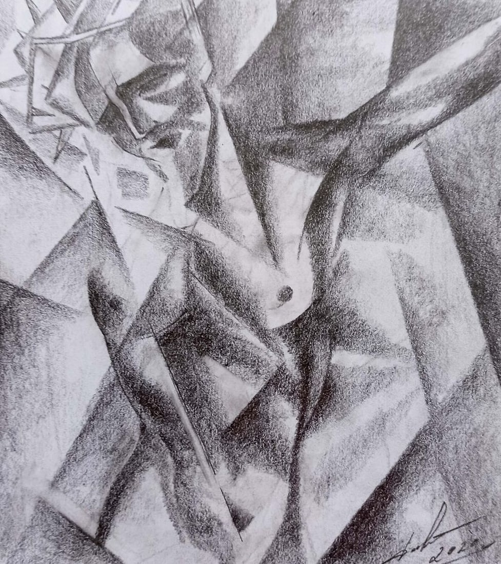 Abstract pencil painting Portrait of a naked girl Peter Tovpev: Title: Abstract pencil painting Portrait of a naked girl Peter Tovpev Description: NoDobr 330 *** ABOUT THIS PAINTING *** * TITLE: "Portrait of a naked girl" * ARTISTS: Peter Tovpev * SIZE: 18x16 cm/'