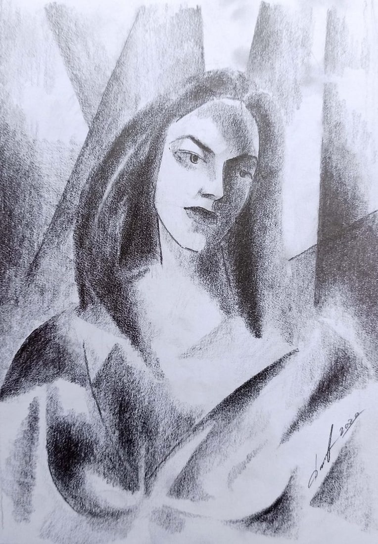 Abstract pencil painting Portrait of a girl Peter Tovpev: Title: Abstract pencil painting Portrait of a girl Peter Tovpev Description: NoDobr 332 *** ABOUT THIS PAINTING *** * TITLE: "Portrait of a girl" * ARTISTS: Peter Tovpev * SIZE: 21x15 cm/'8.26x5.90 in