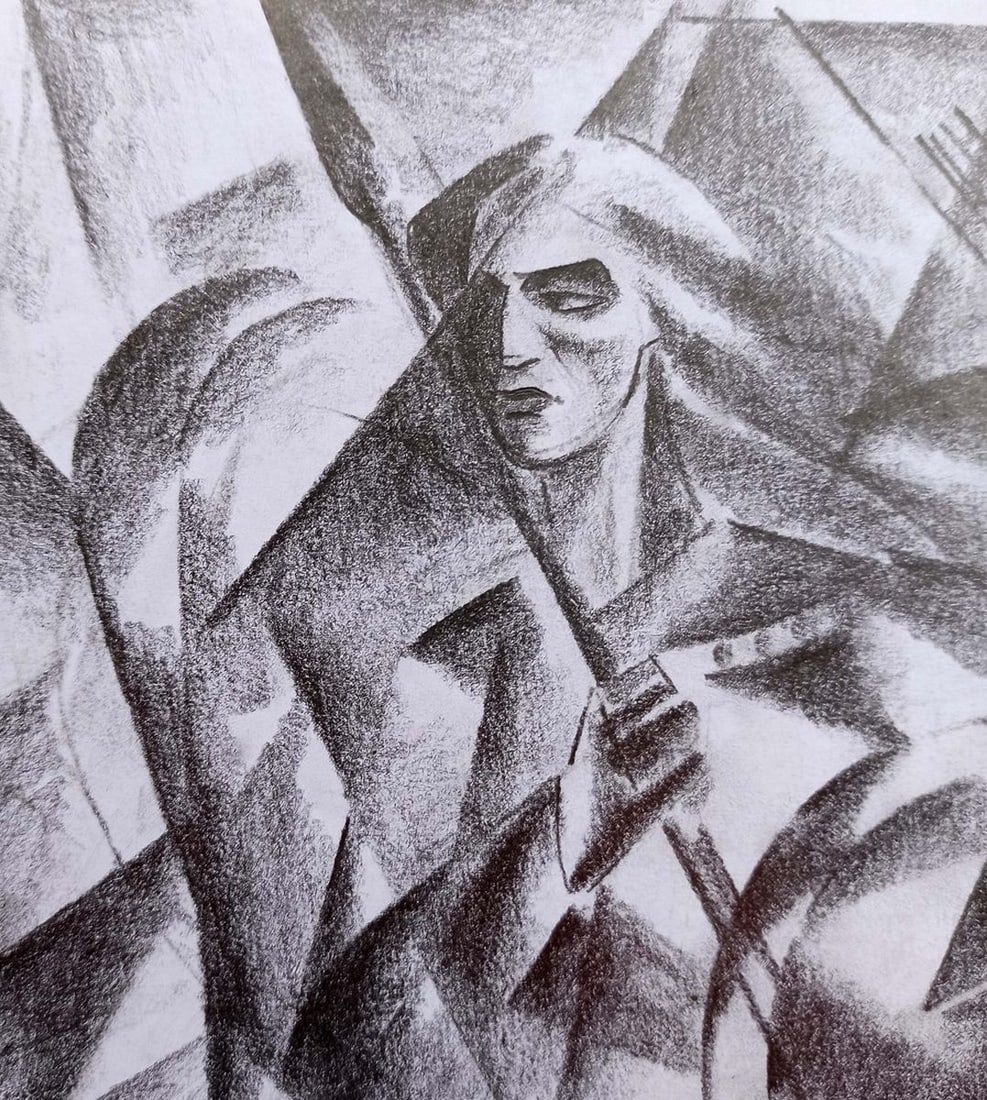 Abstract pencil painting Valkyrie Peter Tovpev - 2