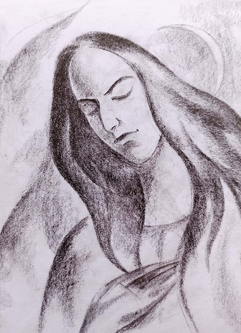 Pencil painting Portrait of a girl Peter Tovpev - 2