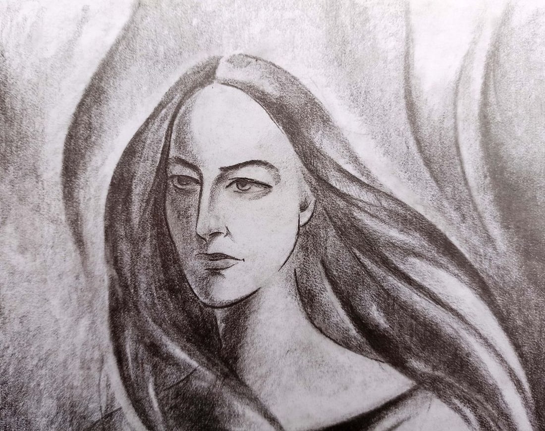 Abstract pencil painting Portrait of a girl Peter Tovpev - 2