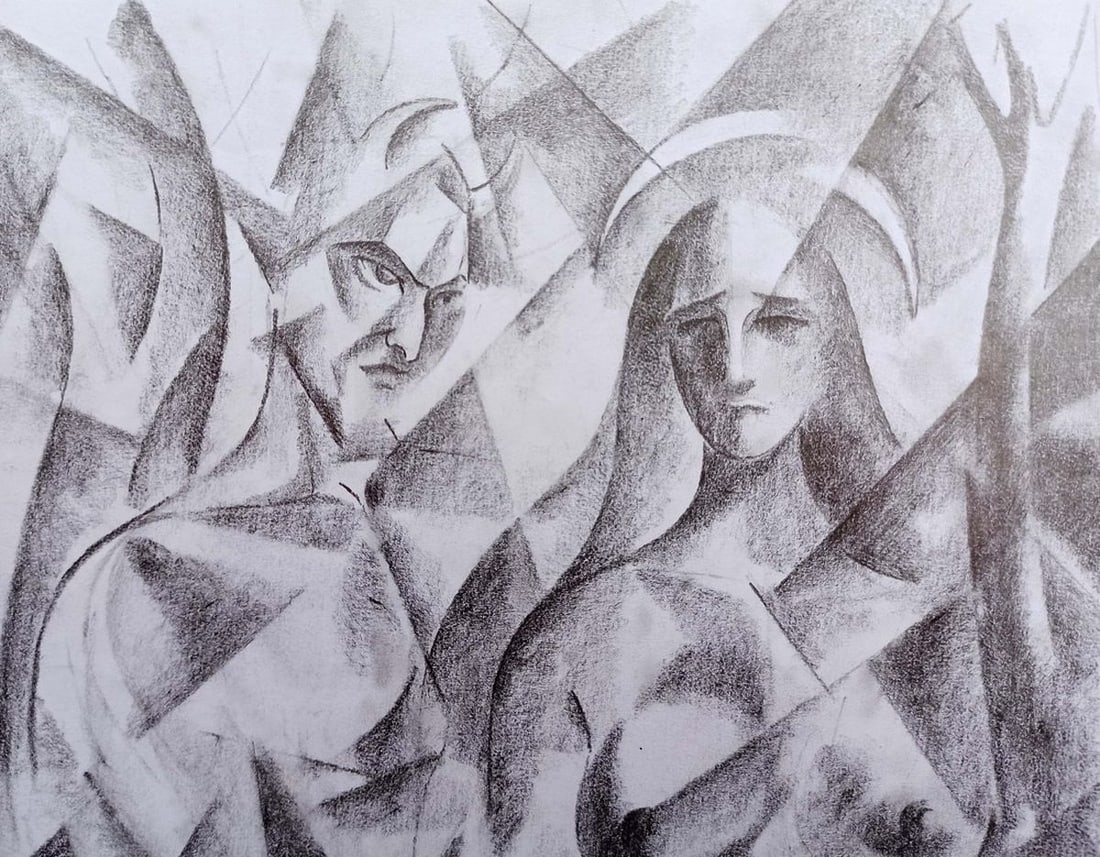 Abstract pencil painting Dark and light Peter Tovpev - 2